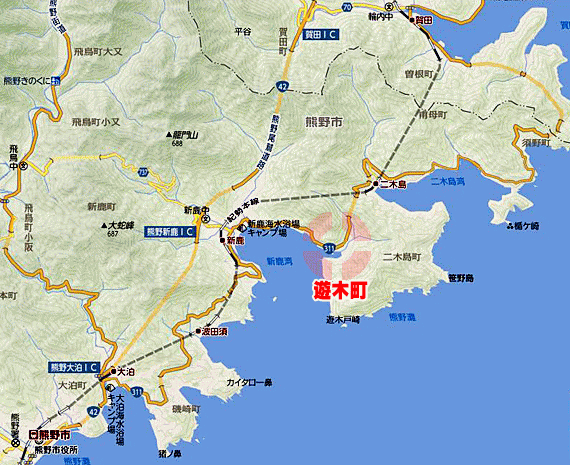 熊野灘に面した三重県熊野市遊木（ゆき）町は、ここですよ〜